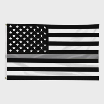 Thin Silver Line American Flag - 3 x 5 Foot Flag with Grommets