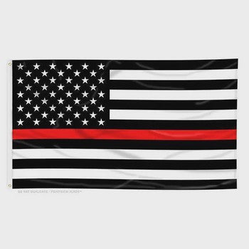 Thin Red Line American Flag with Grommets 3x5