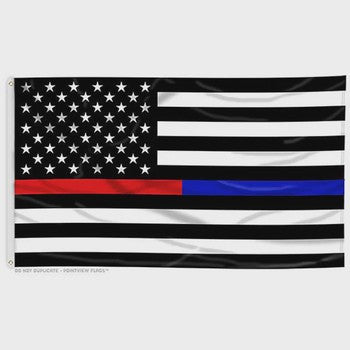 Thin Red Line & Thin Blue Line Dual Flag 3x5